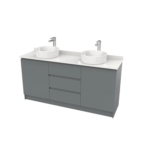 Mueble vanitorio al piso doble para lavamanos de sobreponer de 160cm /  M2-1638-DP / Grafito