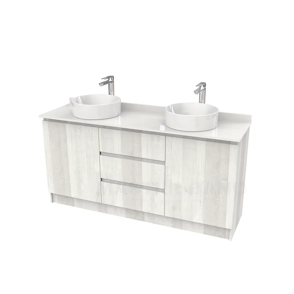 Mueble vanitorio al piso doble para lavamanos de sobreponer de 160cm /  M2-1638-DP / Jerez 1