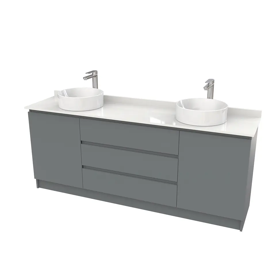 Mueble vanitorio al piso doble para lavamanos de sobreponer de 170cm /  M2-1738-DP / Grafito 1