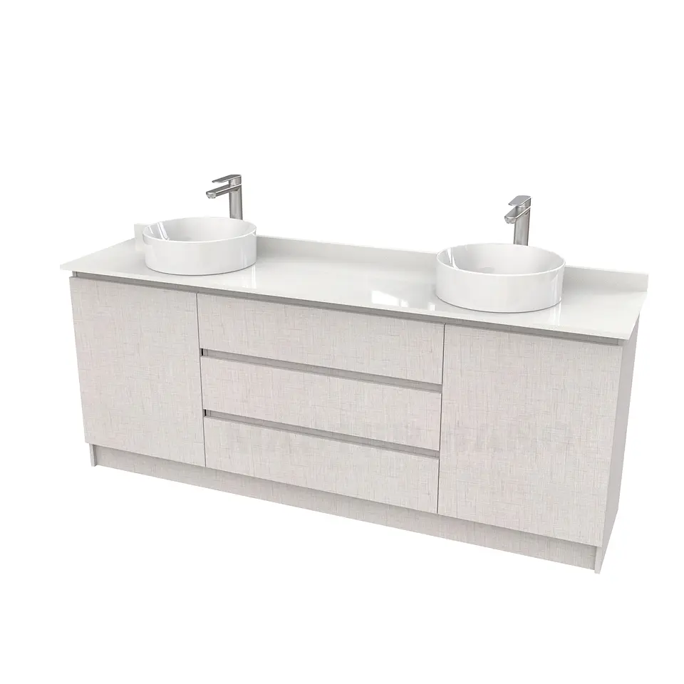 Mueble vanitorio al piso doble para lavamanos de sobreponer de 190cm /  M2-1938-DP / Giorno 1