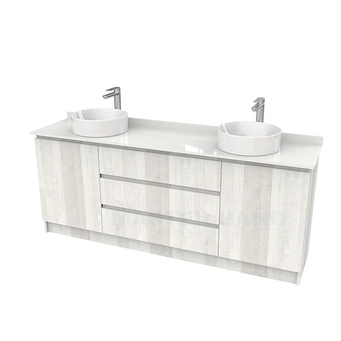 Mueble vanitorio al piso doble para lavamanos de sobreponer de 190cm /  M2-1938-DP / Legno