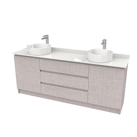 Mueble vanitorio al piso doble para lavamanos de sobreponer de 190cm /  M2-1938-DP / Notte
