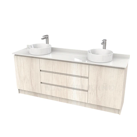 Mueble vanitorio al piso doble para lavamanos de sobreponer de 190cm /  M2-1938-DP / Toscana