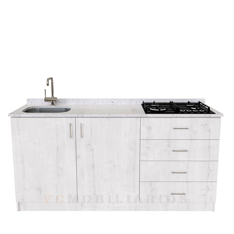 Mueble lavaplatos integral de 180 cm / M1-1834-MI / Cuarzo / Alaska