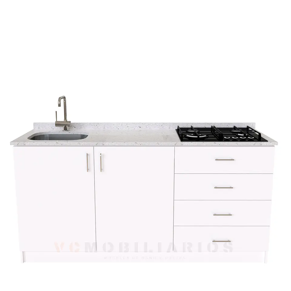 Mueble lavaplatos integral de 180 cm / M1-1834-MI / Cuarzo / Blanco 1