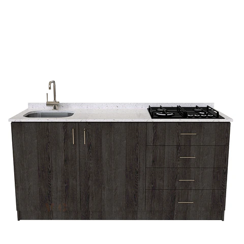 Mueble lavaplatos integral de 180 cm / M1-1834-MI / Cuarzo / Espresso