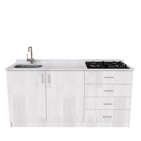 Mueble lavaplatos integral de 180 cm / M1-1834-MI / Cuarzo / Legno