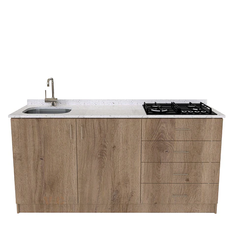 Mueble lavaplatos integral de 180 cm / M1-1834-MI / Cuarzo / Jerez