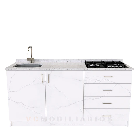 Mueble lavaplatos integral de 180 cm / M1-1834-MI / Cuarzo / Marmara