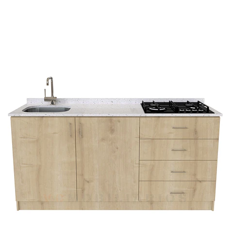 Mueble lavaplatos integral de 180 cm / M1-1834-MI / Cuarzo / Rustico