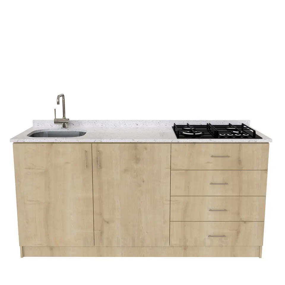 Mueble lavaplatos integral de 180 cm / M1-1834-MI / Cuarzo / Rustico 1