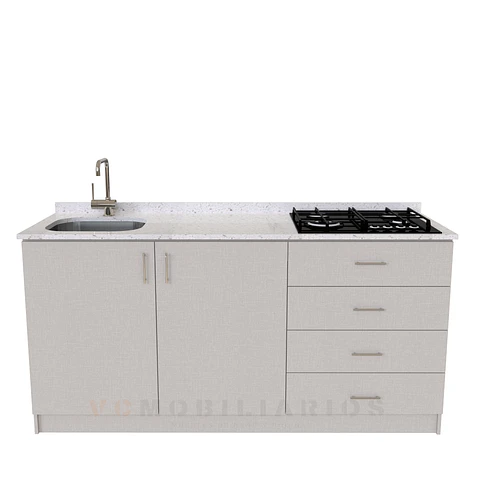 Mueble lavaplatos integral de 180 cm / M1-1834-MI / Cuarzo / Giorno