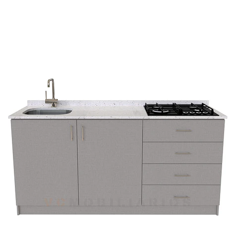 Mueble lavaplatos integral de 180 cm / M1-1834-MI / Cuarzo / Notte