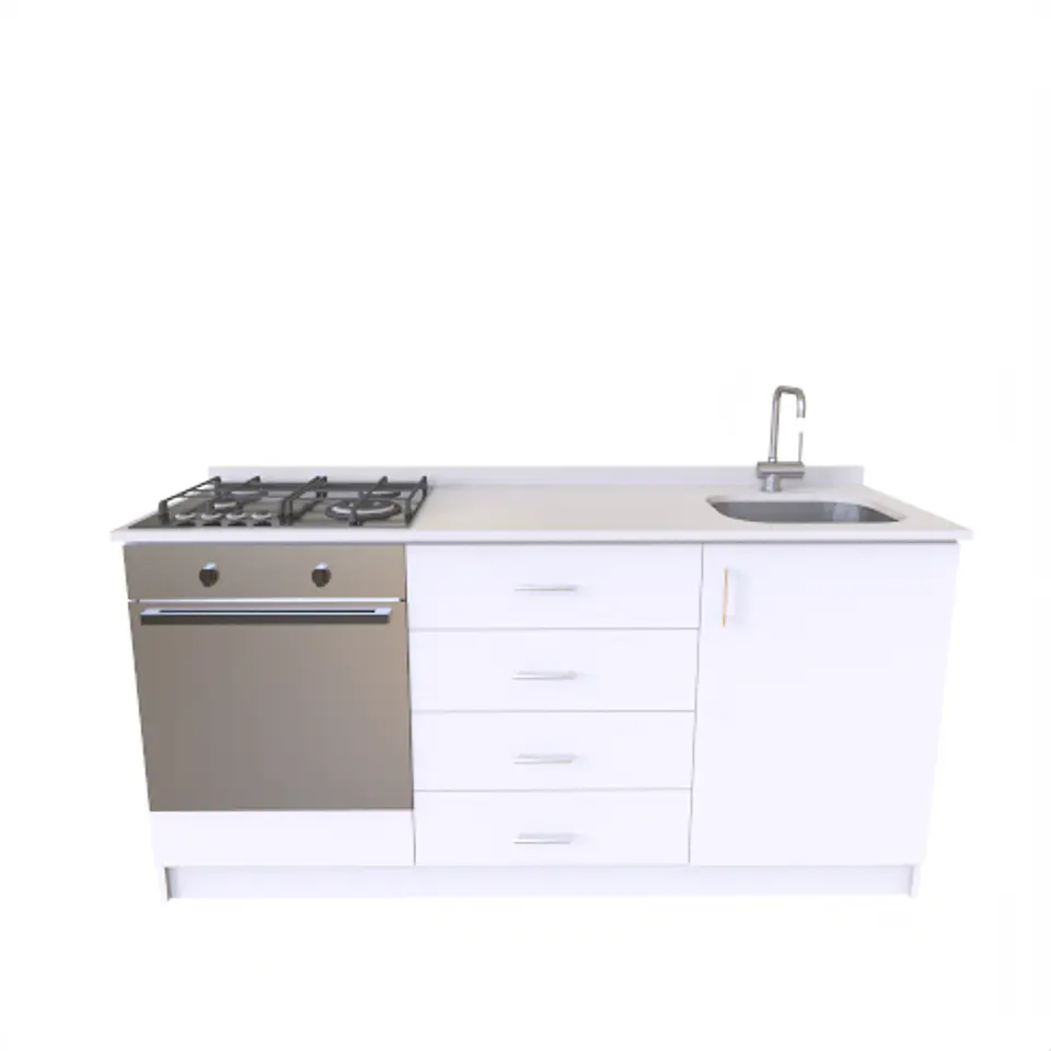 Mueble lavaplatos integral M1-1800-MI-2 de 180 cm / Cuarzo / Blanco 1