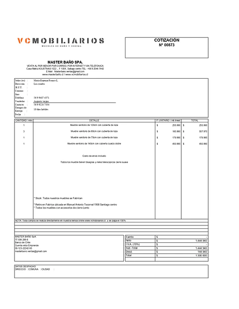  COTIZACIÓN N° 00873