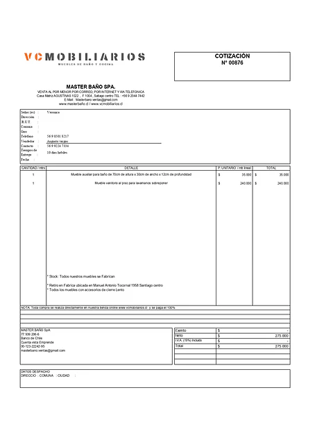  COTIZACIÓN N° 00876