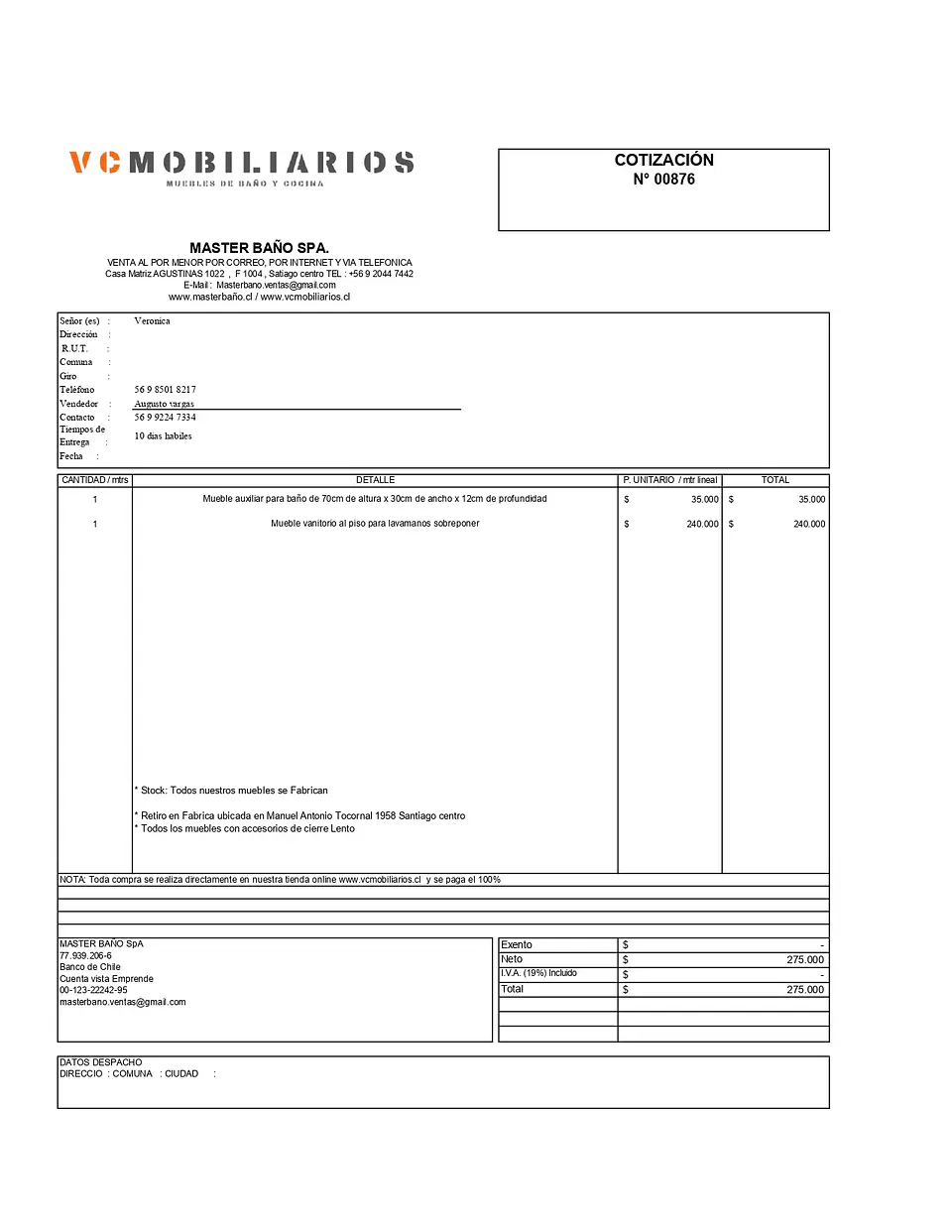  COTIZACIÓN N° 00876 1