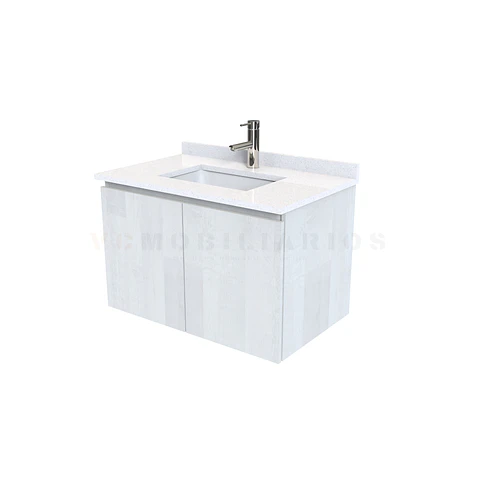 Mueble vanitorio aereo de 80 cm con cubierta de cuarzo / M0-838-A / Legno