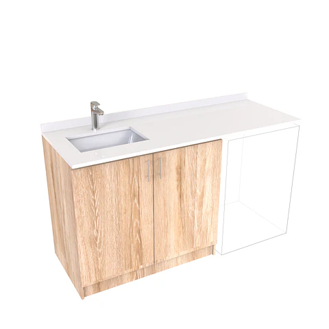 Mueble para logia de 160cm con lavamanos  y cubierta de cuarzo / M1-1634-MLO / Cava