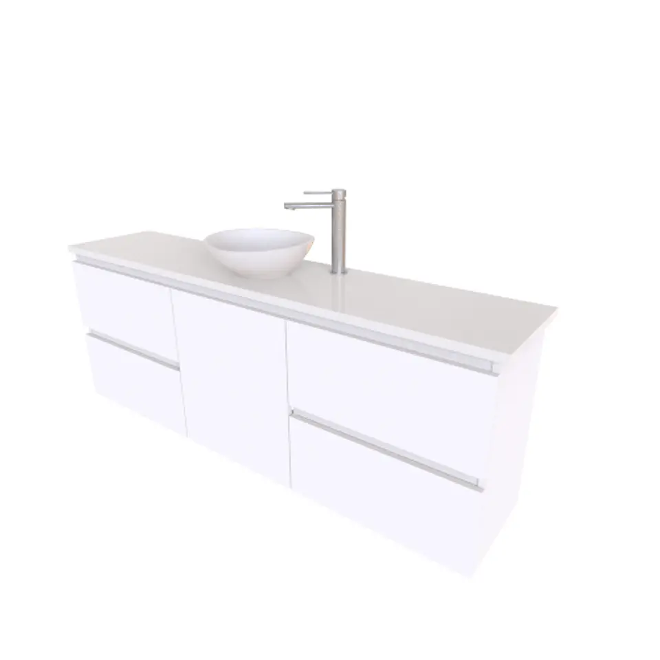 Mueble Vanitorio  aereo para lavamanos sobreponer simple de 140 cm M2-1430-SPA-E / Espacio Reducido  / Blanco 1