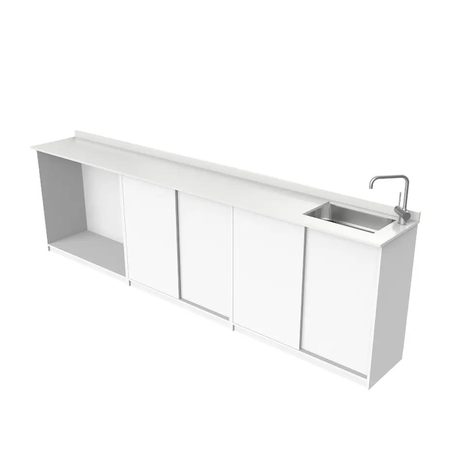 Mueble para logia con lavadero incluido  de 300 cm / Cuarzo blanco snow / Derecho 1