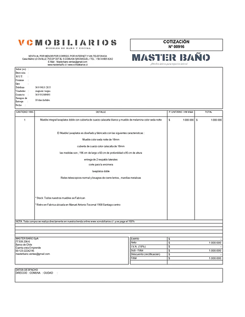  COTIZACIÓN N° 00916