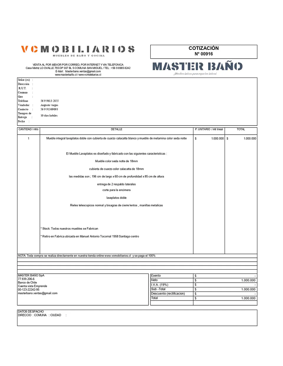  COTIZACIÓN N° 00916 1