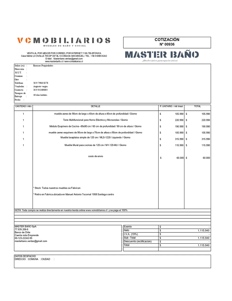  COTIZACIÓN N° 00936 1