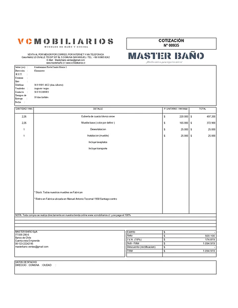 COTIZACIÓN N° 00935