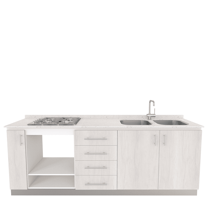 Mueble lavaplatos doble  integral MIT-2200  con cubierta de cuarzo de 220 cm 3