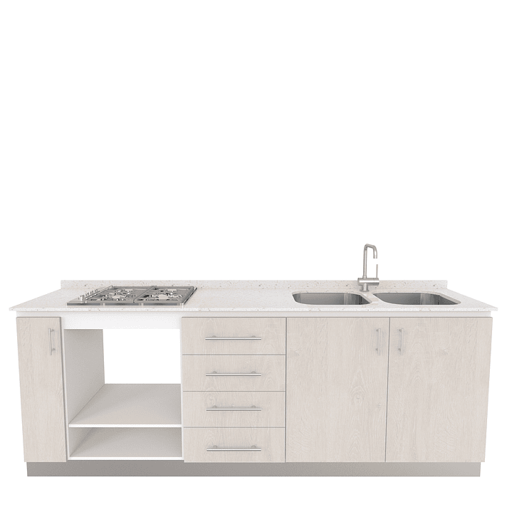 Mueble lavaplatos doble  integral MIT-2200  con cubierta de cuarzo de 220 cm 5