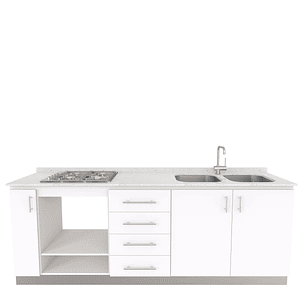 Mueble lavaplatos doble  integral MIT-2200  con cubierta de cuarzo de 220 cm
