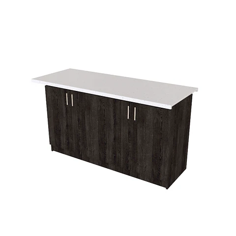 Mueble isla con cubierta de cuarzo Blanco galaxys de 180cm / MIS-180 / espresso