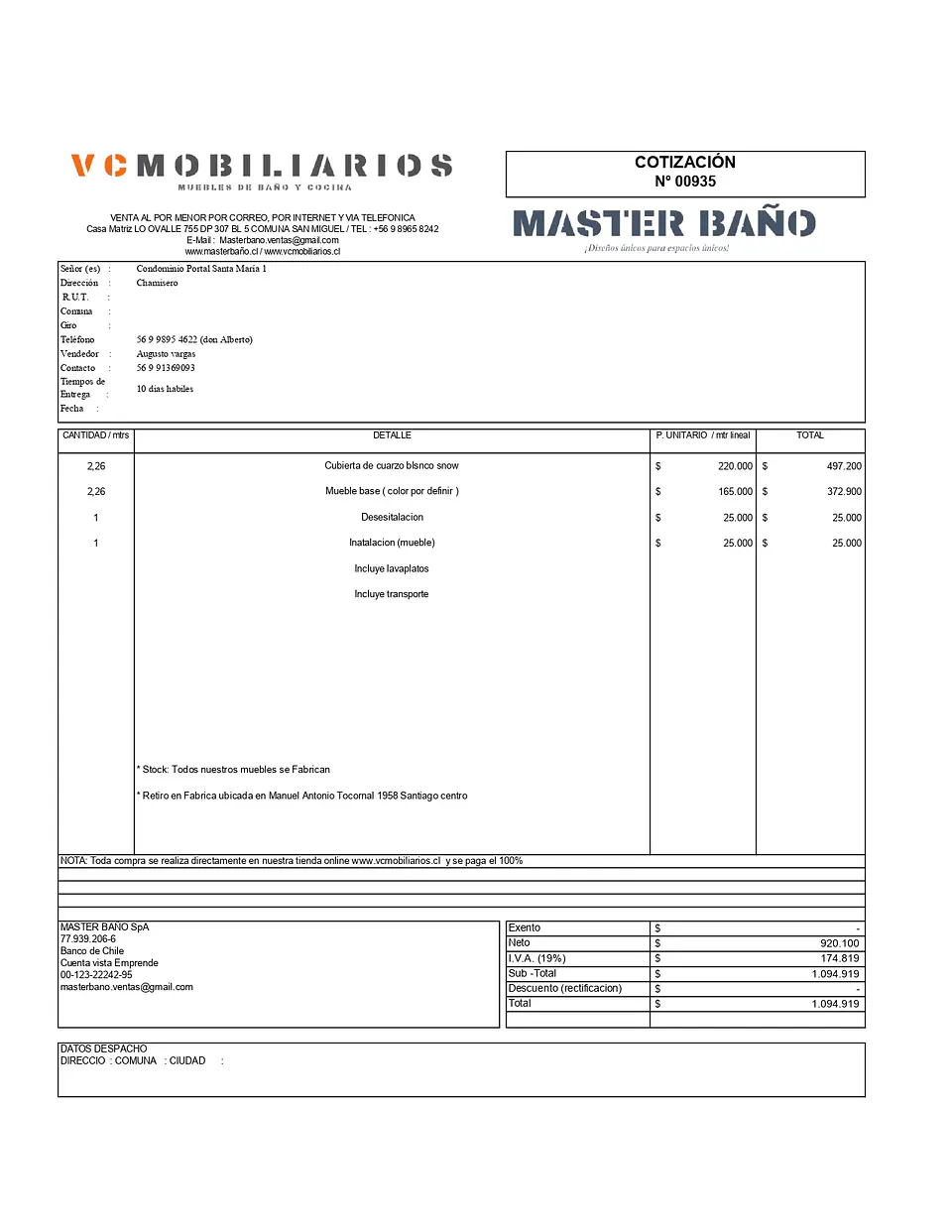  COTIZACIÓN N° 01030 1