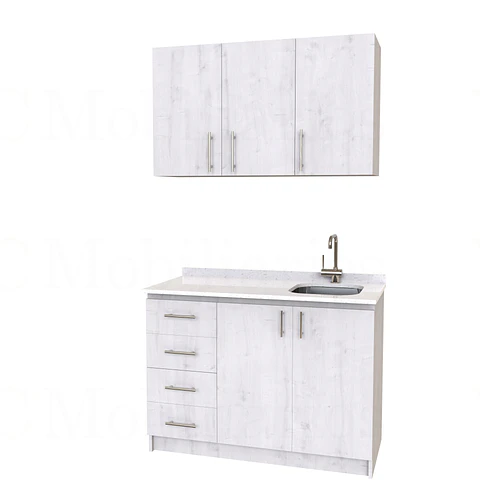 Kit de mueble lavaplatos + Mueble Mural de 150 cm / KT1-1534 / cuarzo / alaska