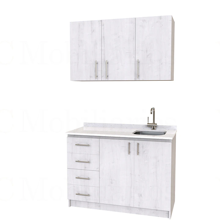 Kit de mueble lavaplatos + Mueble Mural de 150 cm / KT1-1534 / cuarzo / alaska 1