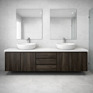 Mueble vanitorio Doble Aéreo  de 204 cm con lavamanos sobreponer /  M2-2040 -DAS / Espresso