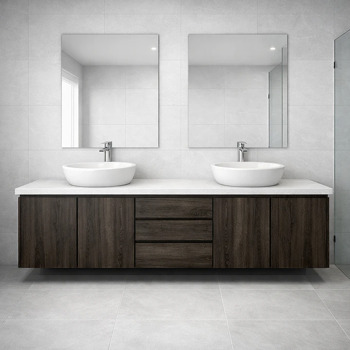 Mueble vanitorio Doble Aéreo  de 204 cm con lavamanos sobreponer /  M2-2040 -DAS / Espresso 1