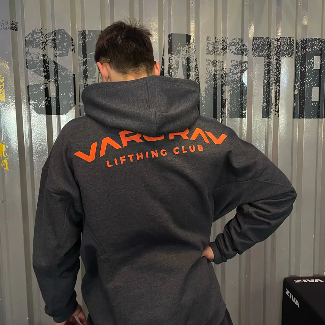 BLACK/DARK GRAY HOODIE OVERSIZE - VARGRAV LIFTHING CLUB 1
