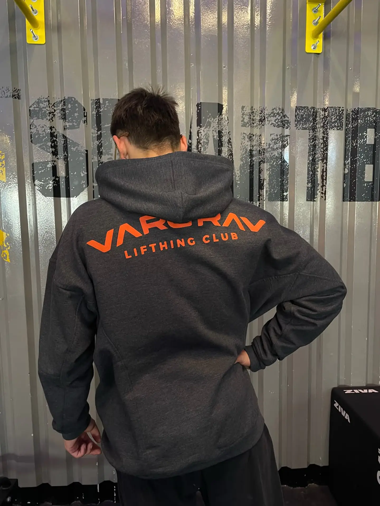 BLACK/DARK GRAY HOODIE OVERSIZE - VARGRAV LIFTHING CLUB 1
