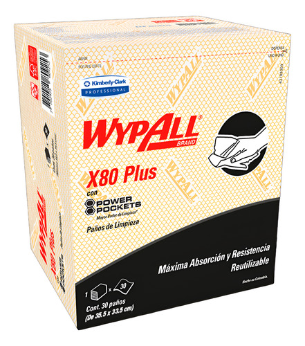 Paños Wypall X80 Plus Reutilizables Colores Paquete De 30 Paños C/u 1