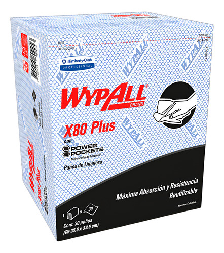 Paños Wypall X80 Plus Reutilizables Colores Paquete De 30 Paños C/u 3