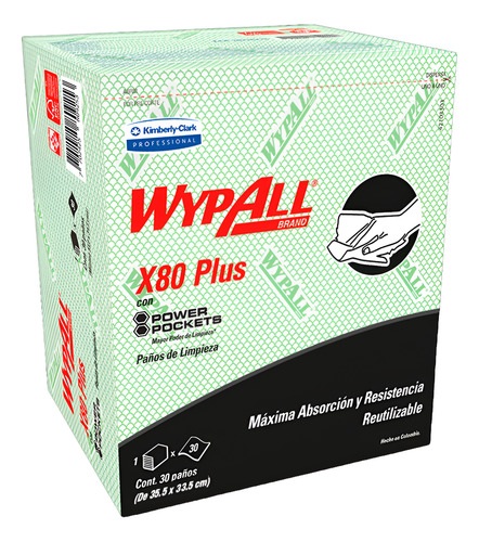 Paños Wypall X80 Plus Reutilizables Colores Paquete De 30 Paños C/u 4