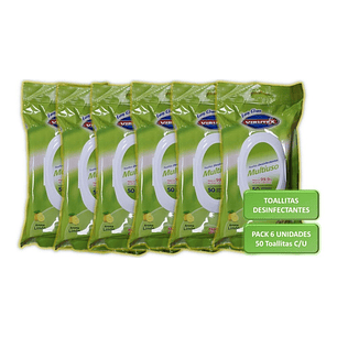 Toallas Desinfectantes Húmedas Multiuso Pack 6 Uni. X 50 C/u