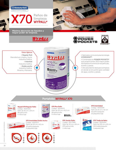 Paño Wypall X70 Rollo De 88 Paños Regular Roll 2