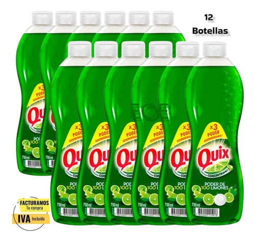 Quix Lavalozas Pack 12 Unidades Biodegradable 750 Ml C/u  1