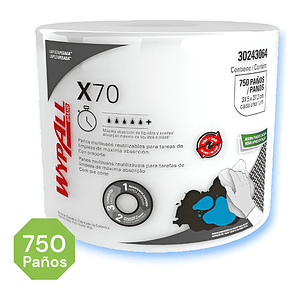 Paños Wypall X70 Jumbo Reutilizables Rollo X 750 Paños