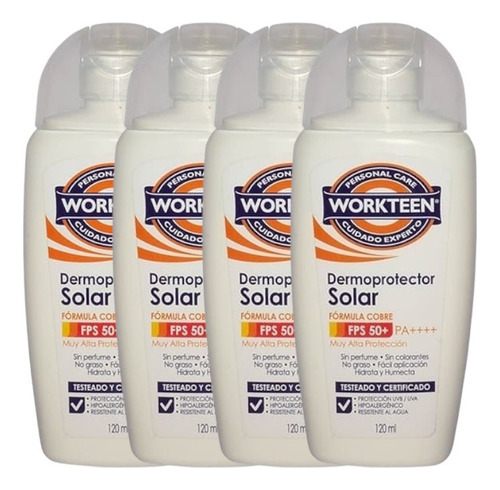 Protector Solar Factor 50+ 4 Unidades De 120ml C/u  Workteen 1