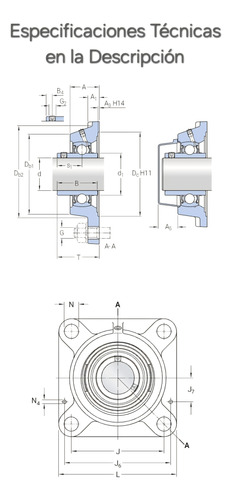 Soporte Fy 40 Tf -skf Completo Con Rodamiento  - Ejes 40mm 2