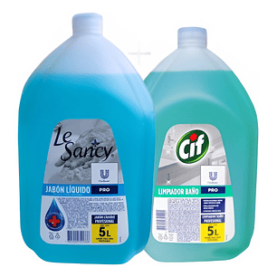 Jabón Antibacterial + Cif Limpiador Baños 5 Litros C/u